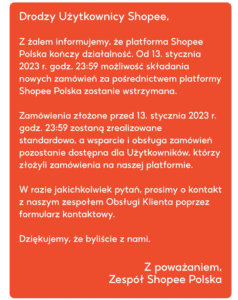 shopee zamknięte shopee polska zamknięte sklep serwis nieczynny wycofuje się informacja
