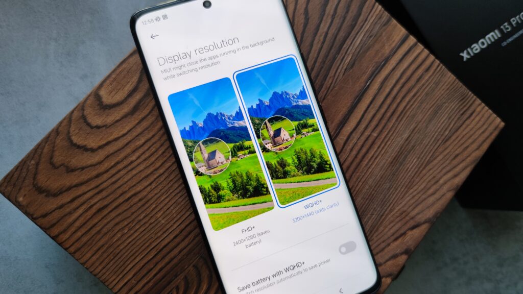 xiaomi 13 pro rozdzielczość ekranu wqhd fhd+